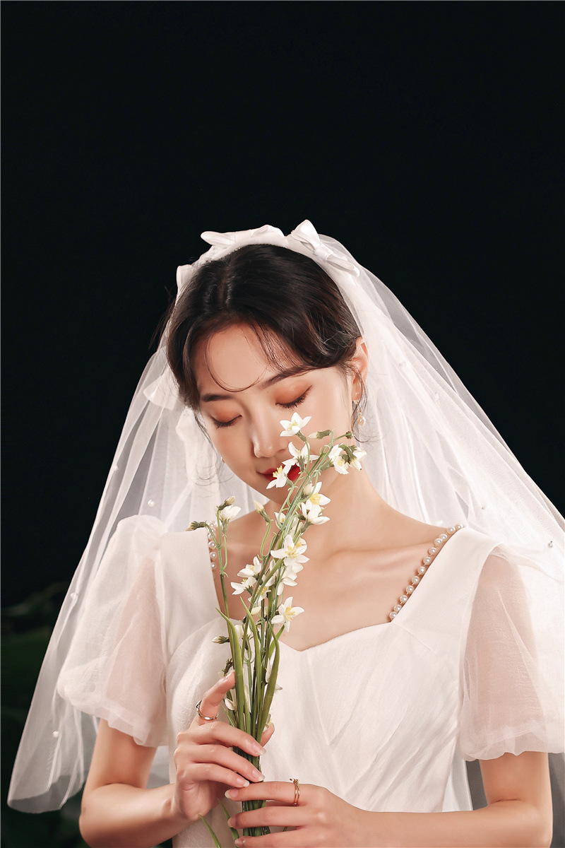 新款新娘头纱批发 婚纱礼服婚庆小纱 写真影楼摄影拍照造型纱