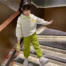 女童春春装套装2023新款韩版秋季儿童洋气polo领休闲运动两件套潮