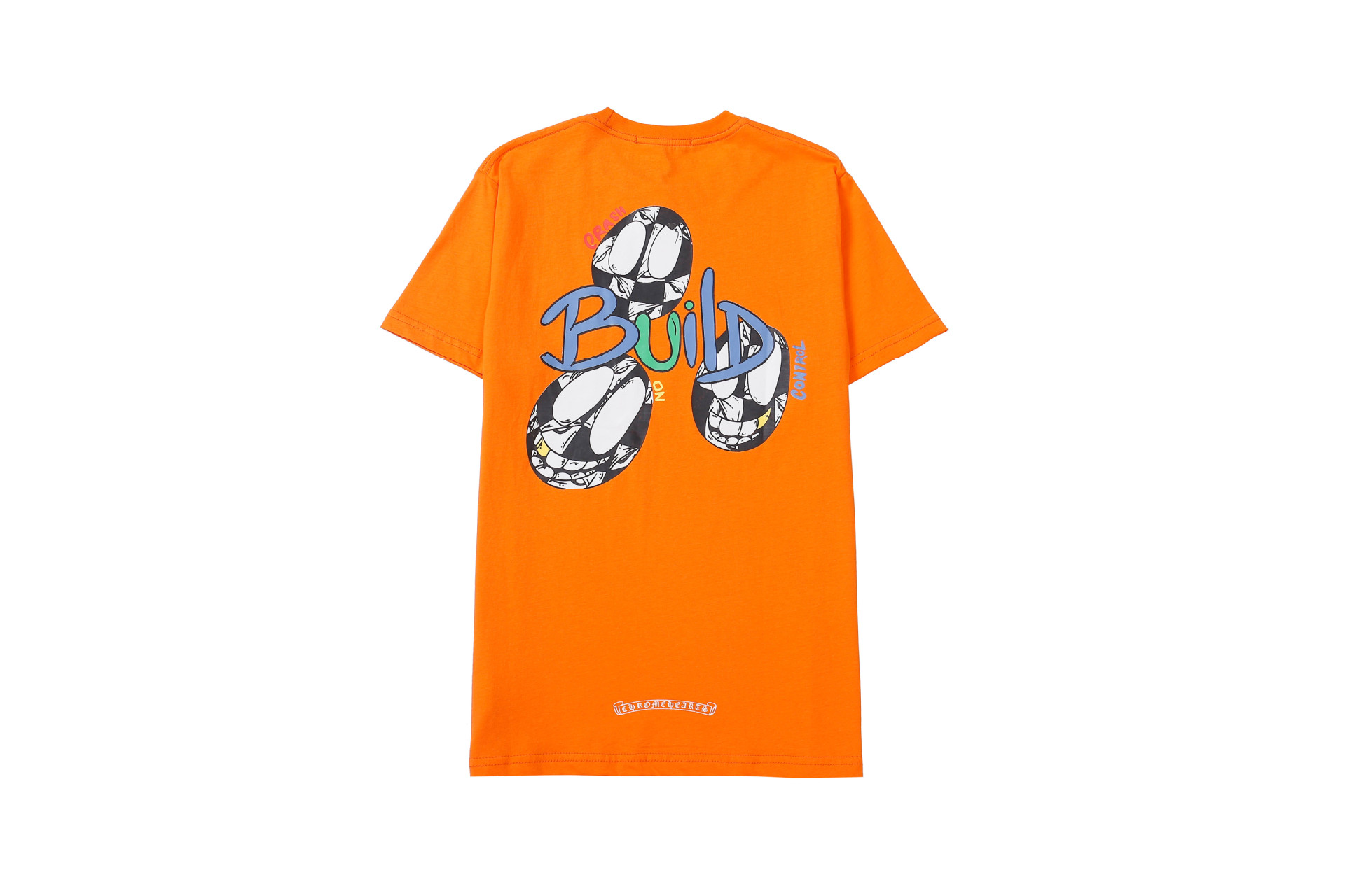 2023chromehearts克罗橙色涂鸦字母卡通印花男女宽松短袖短袖批发