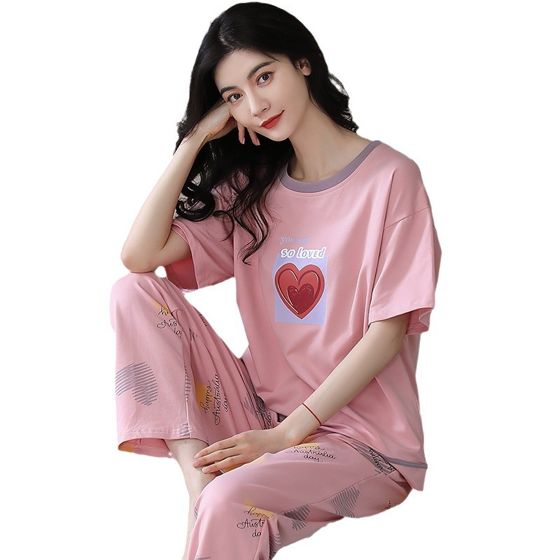 Cotton Pullover Pajamas Women's Pink Girl Plaid Trousers High-Grade Spring and Summer Student Homewear 2024 Suit
