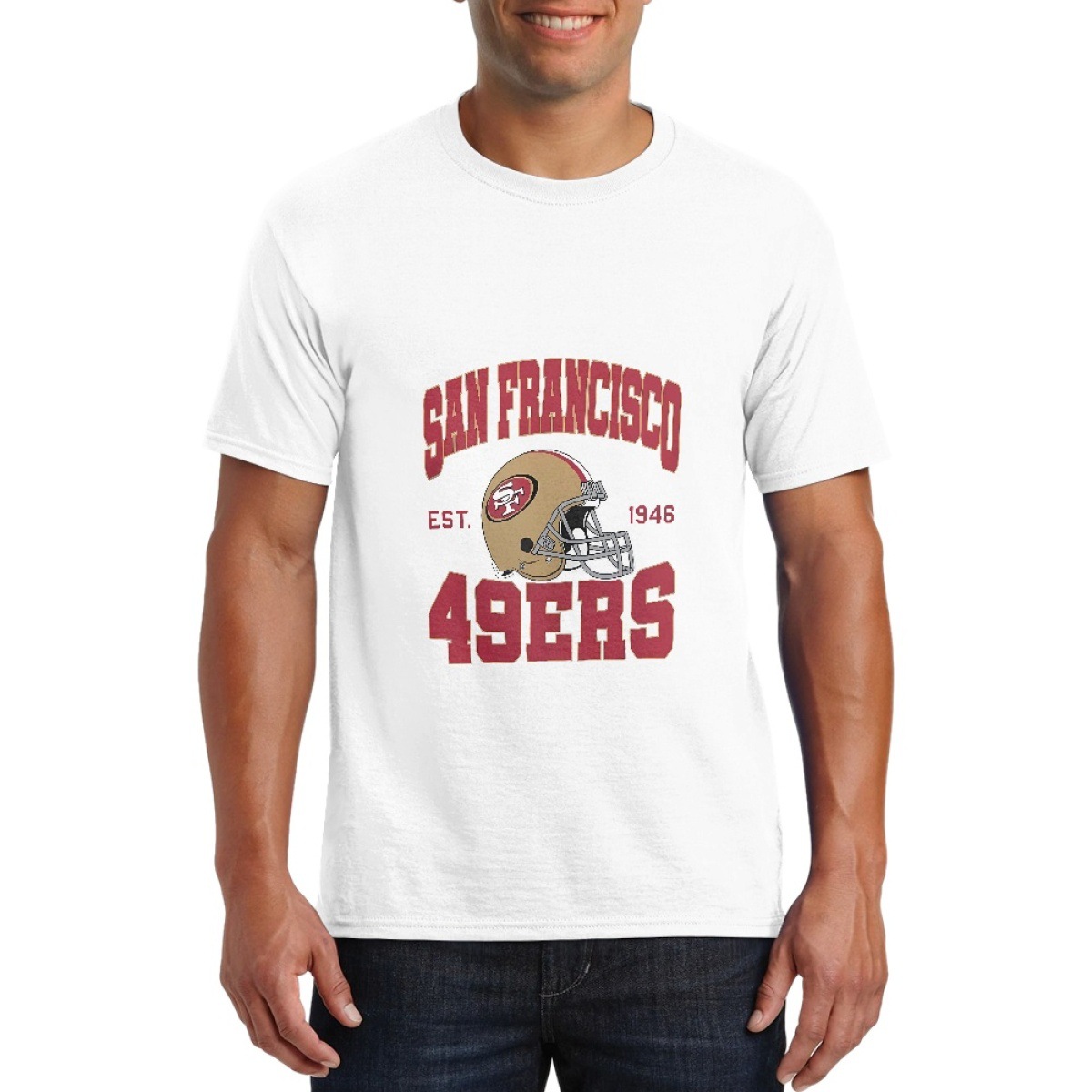 ebay跨境热卖美国橄榄球nfl球赛旧金山49人队球迷衣前