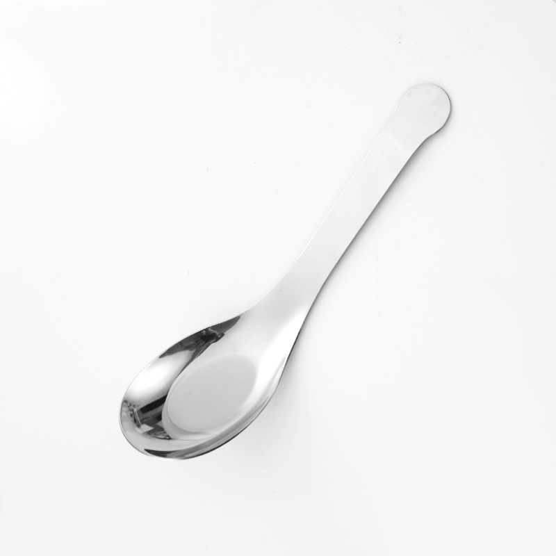 Stainless Steel Spoon Baby Eating Spoon Flat-Bottom Spoon Restaurant Home Tableware Spoon Children's Spoon Dessert Spoon Wholesale