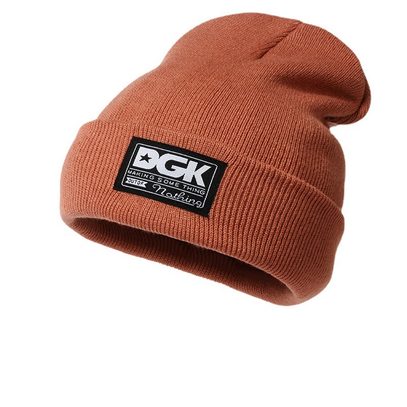 Cross-Border Knitted Hat DGK Letter Patch Sleeve Cap Men's and Women's Outdoor Ski Windproof Warm Hat Beanie Woolen Cap