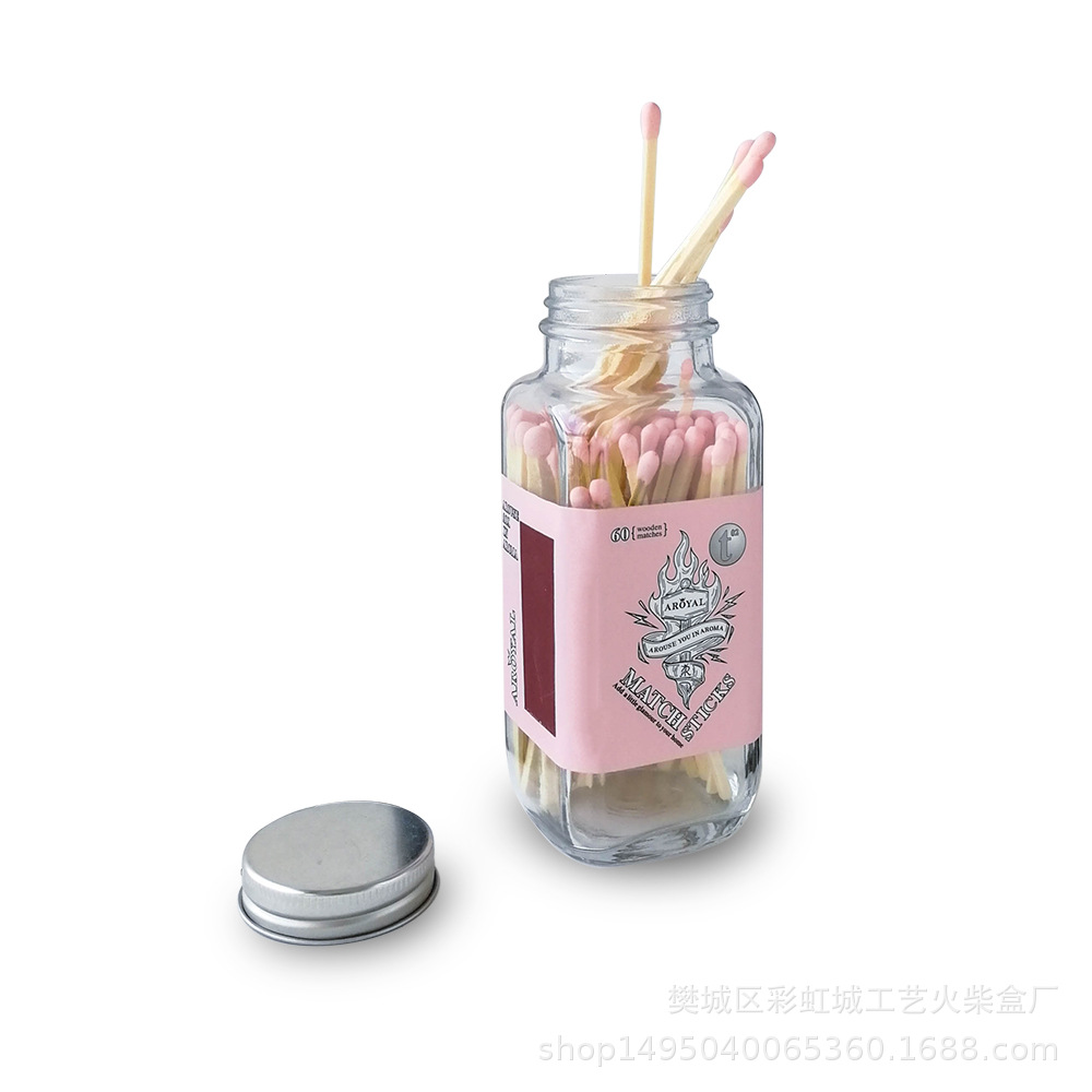 定制精美玻璃瓶火柴ins火柴长火柴礼品火柴香薰蜡烛彩色火柴