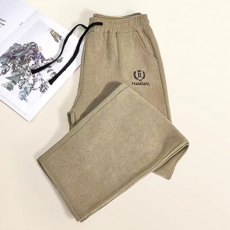 European Cotton Velvet Pants Slimming Casual Pants Loose and Idle Draping Winter Velvet Warm Casual Pants Drawstring High Waist Mom