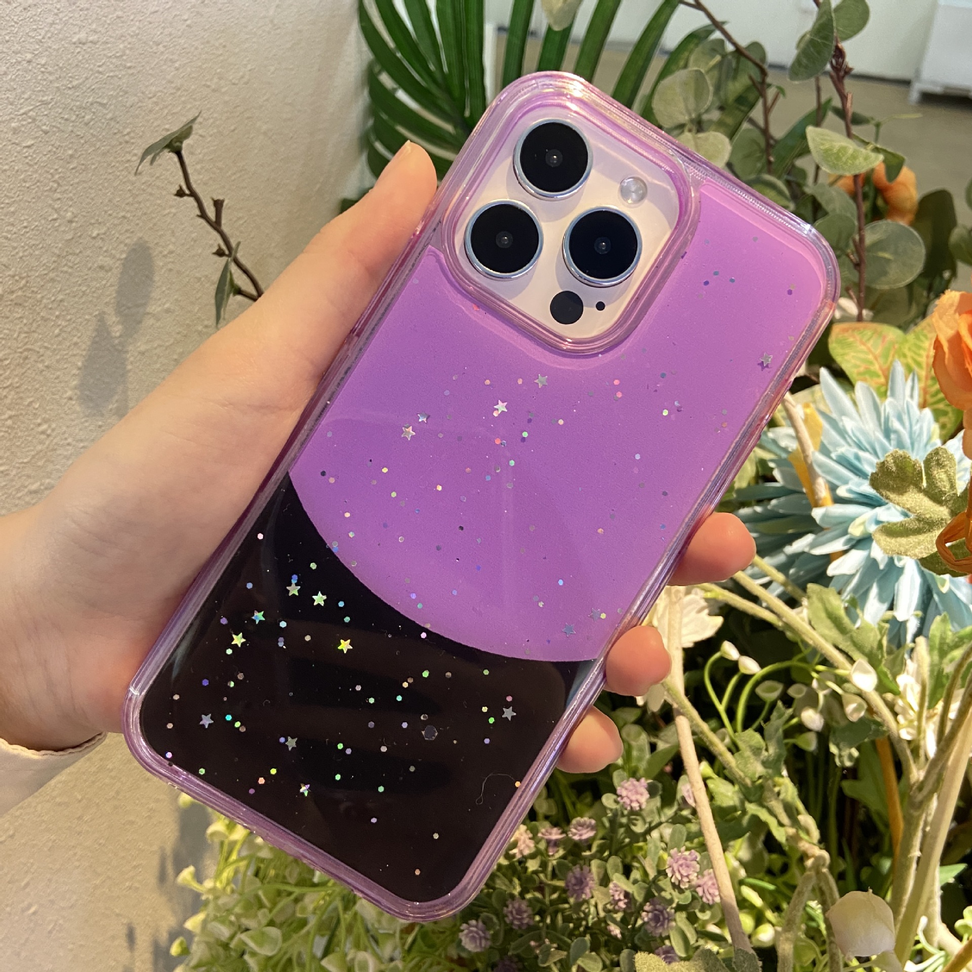 外贸手机壳适用iphone 15 pro max 天池滴胶彩绘印图二合一手机套