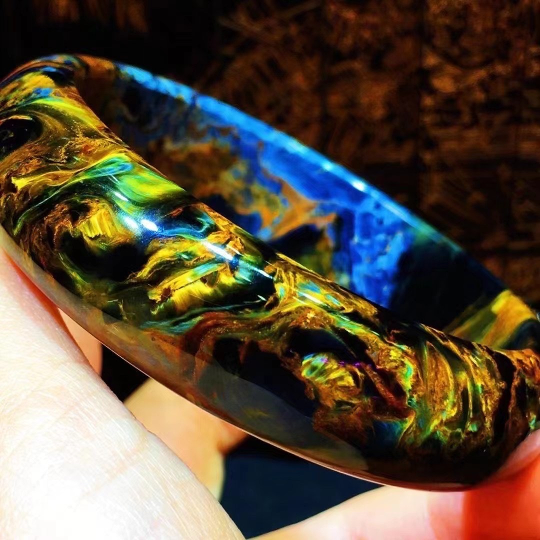 高品质彼得石手镯颜色火彩强珍贵宝石稀有品种圈口5759