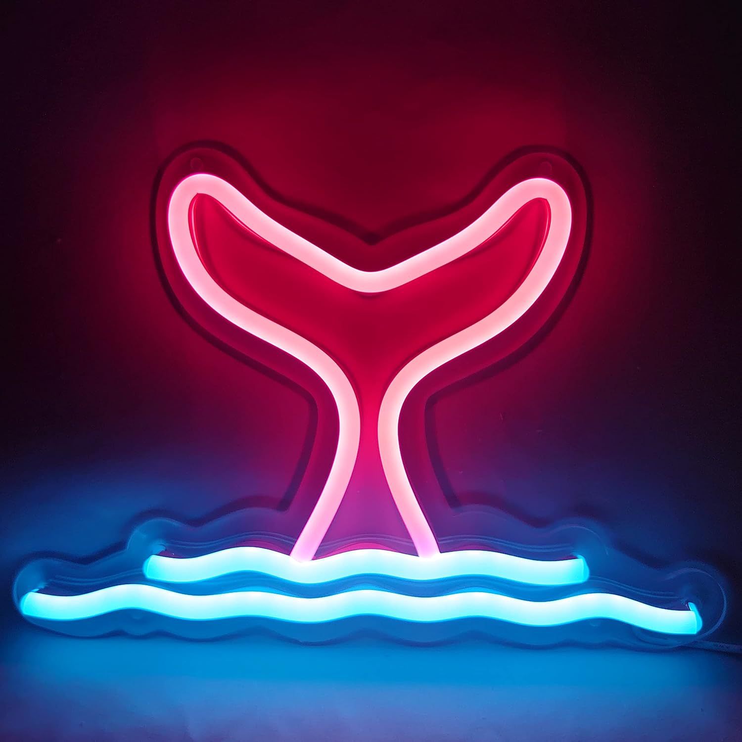 亚马逊热销霓虹彩灯挂件鲨鱼尾巴led发光造型灯酒吧派对霓虹灯牌