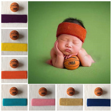 影楼新生儿满月百天宝宝摄影 迷你小篮球发带运动风拍照摄影道具