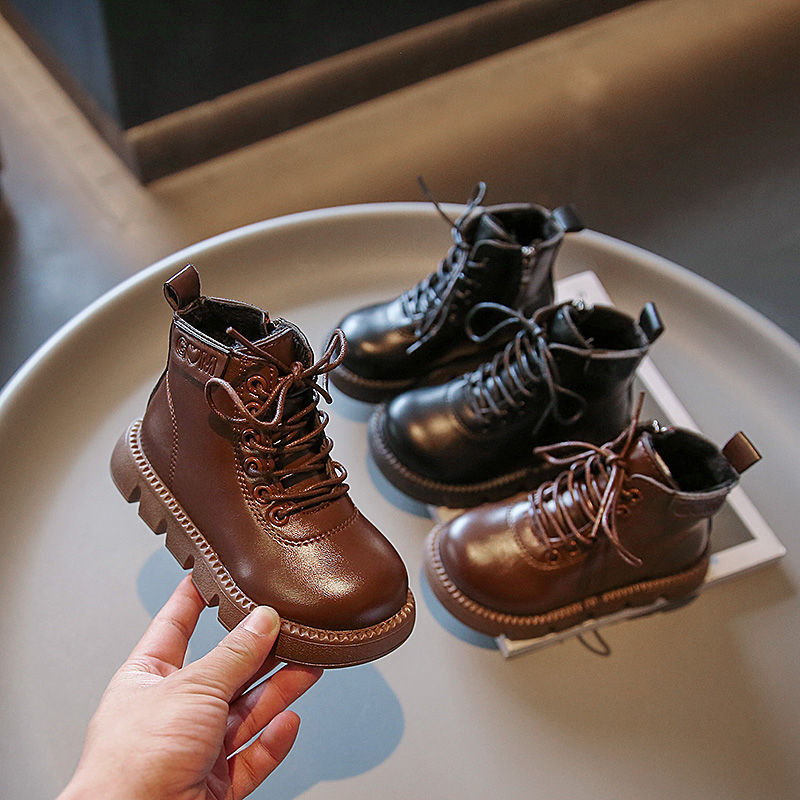 马丁靴女童童鞋男童雪地靴中筒靴切尔西短靴秋冬季软底软面单靴