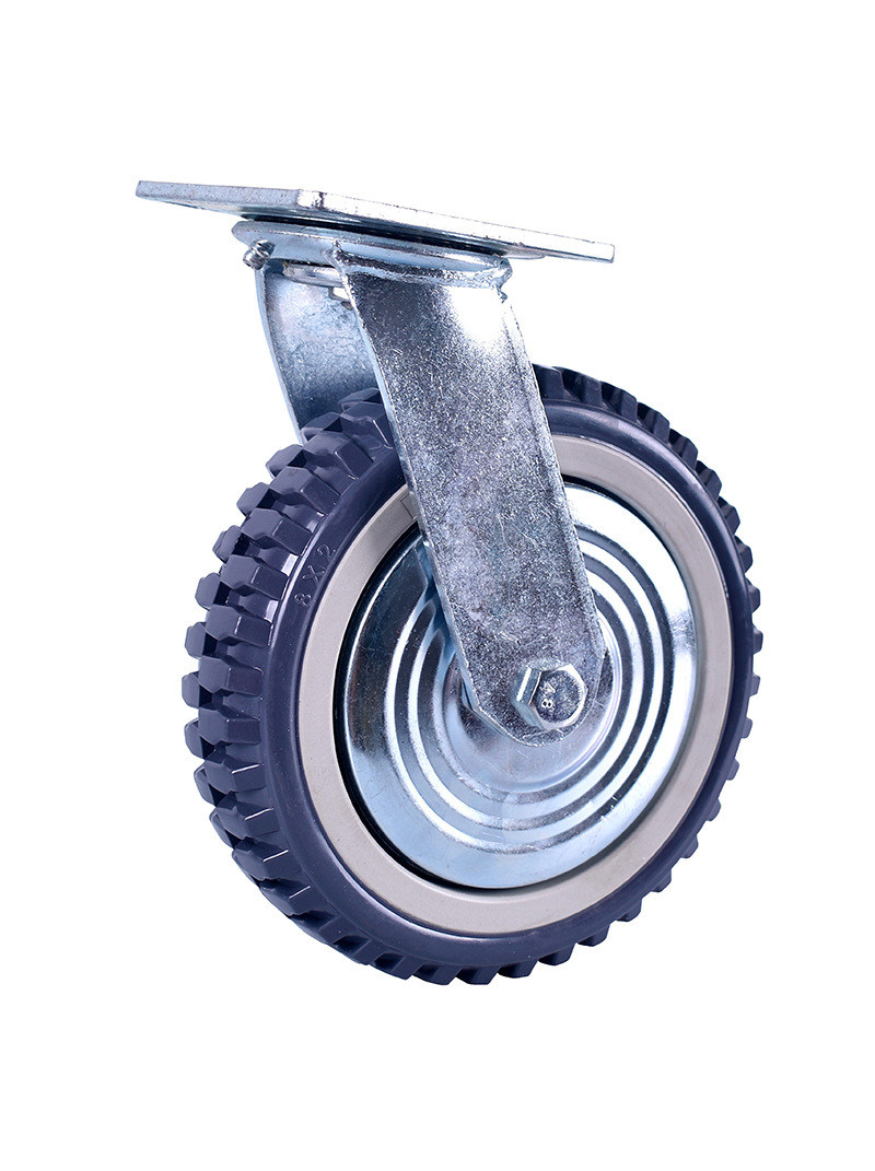 双铃万向轮重型脚轮手拉推车工业聚氨酯4/5/6寸8寸板车拖车滑轮子