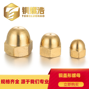 黄铜六角盖型螺帽 h59材质gb923半圆盖母 m3-m20特价铜螺浩工厂