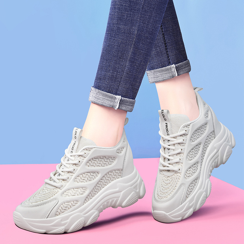 盾狐内增高老爹鞋女春季2021新款厚底休闲运动鞋透气女鞋ins百搭