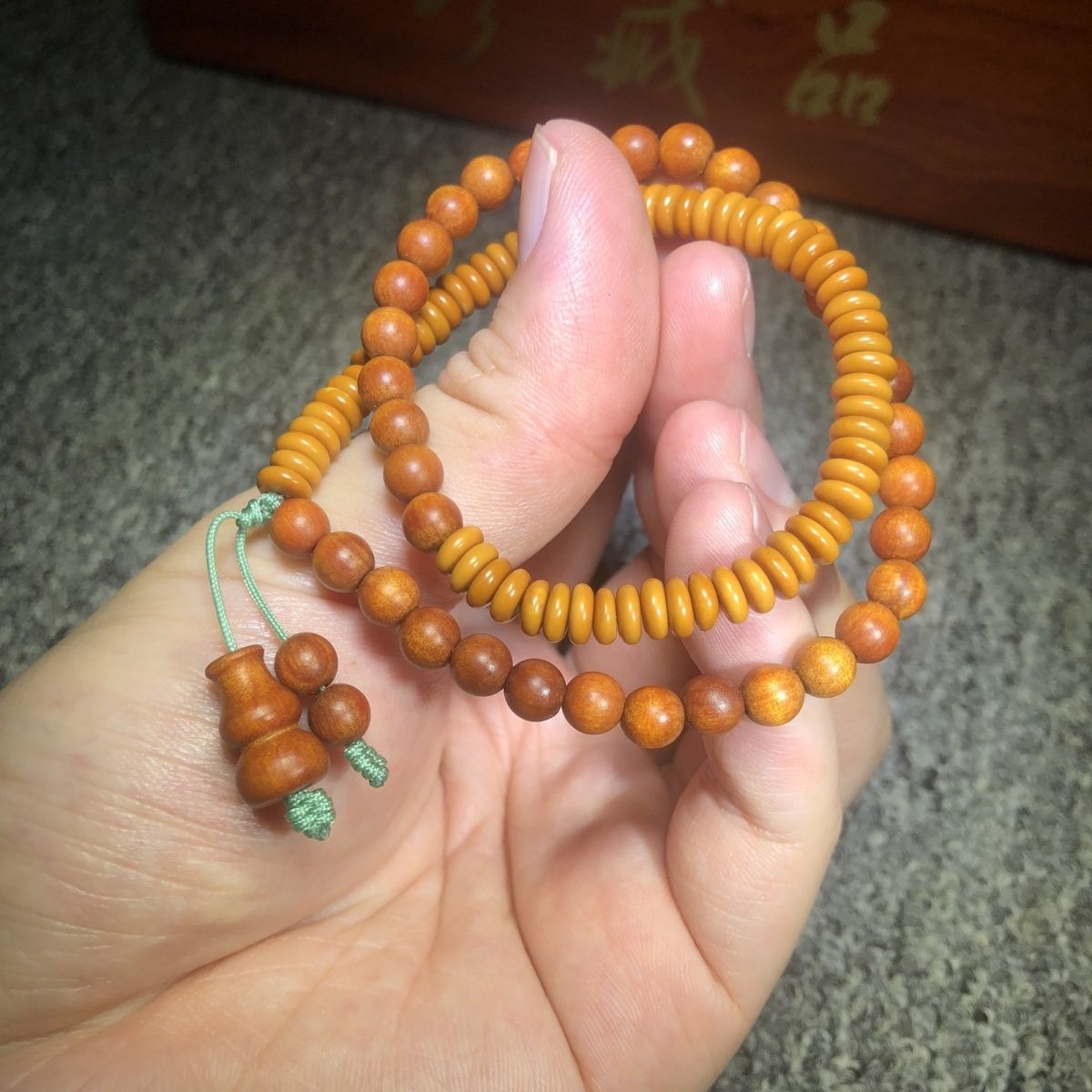 帝王木血龙木6mm双圈搭配橄榄核小算盘手串佛珠小手持手链文玩串