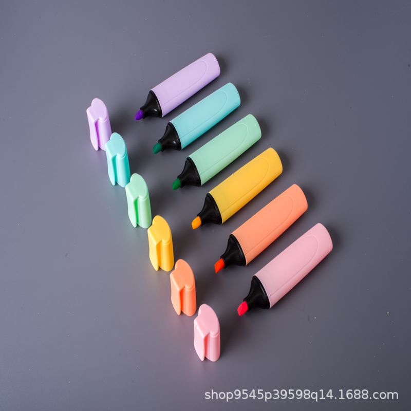 Factory Direct Sales Flat Fluorescent Marking Pen Colorful Mark Journal Pen Painted Students Draw Key Points Large Capacity Fluorescent