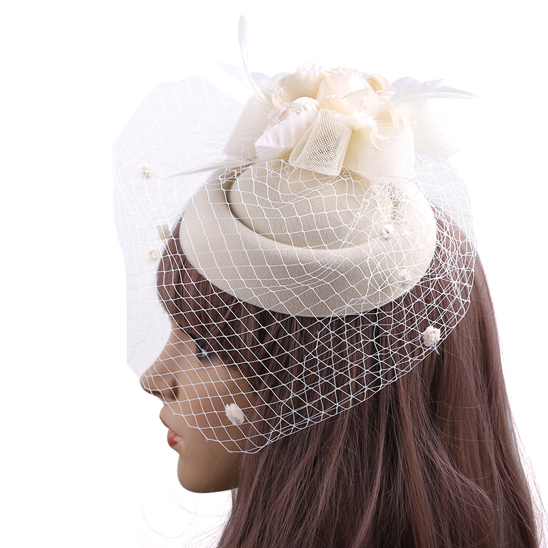 新娘礼帽演出花朵网纱小礼帽发夹头饰欧美麻纱羽毛头花发饰网纱爆