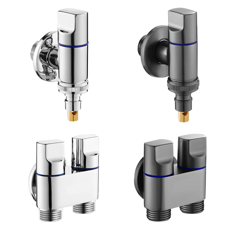 Brass Mini Washing Machine Faucet Automatic Water Stop One-Switch Two-Way Angle Valve One Divided into Two Dual Control Multifunctional Faucet Water Tap