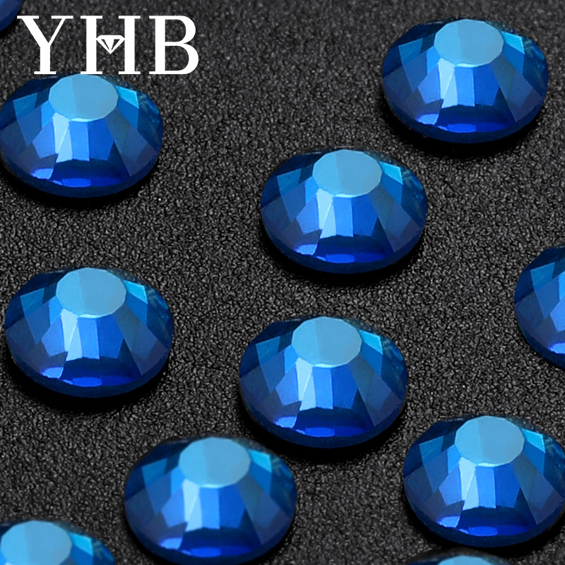 Factory Wholesale Crystal Huangjia Blue FLASH COLOR round with Rubber Bottom Hot Drilling Men's Clothing Nail Ornament 3mm Solid Now Batch