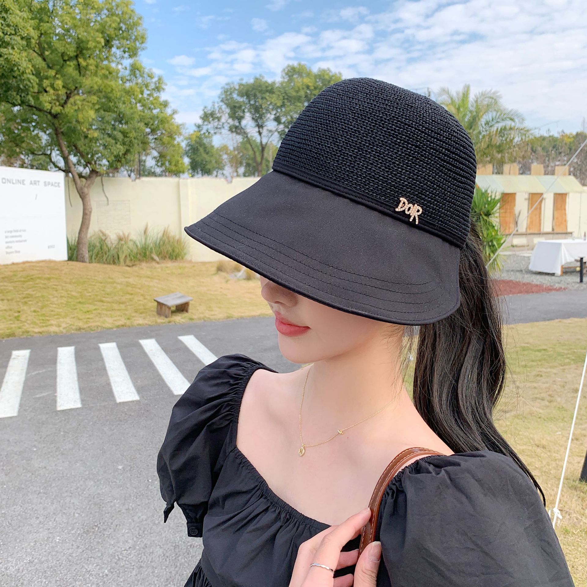 2023 New Hat Women's Letter Sun Protection Hat Sun Hat Fashion Summer Face-Looking Small Sun Hat Cute Summer Hat