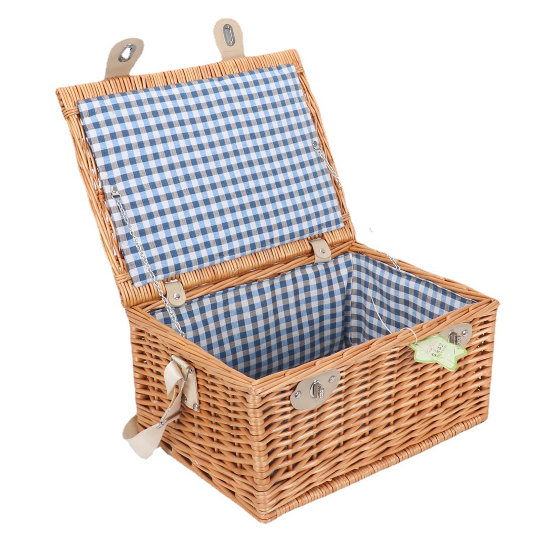 Empty Storage Box with Shoulder Strap Gift Packaging Basket Outdoor Picnic Box Woven Factory Wholesale Supply Gift Basket