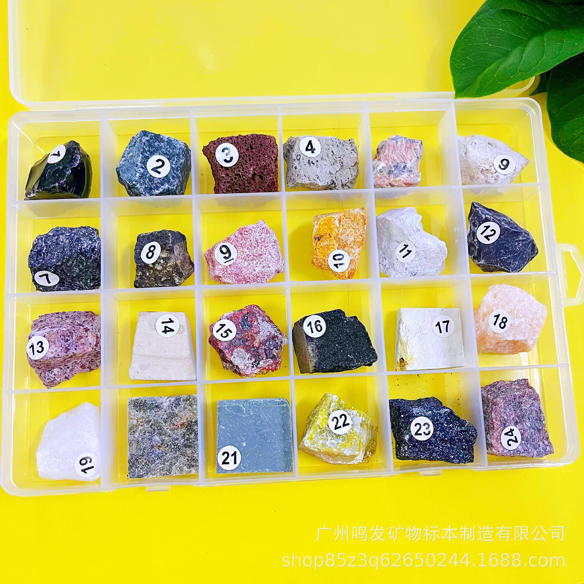 24种天然矿物岩石标本盒儿童教具三大类岩石黑曜岩玄武岩奇石摆件