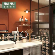 复古墨绿色天然大理石马赛克卫生间厨房瓷砖浴室背景墙港式地砖