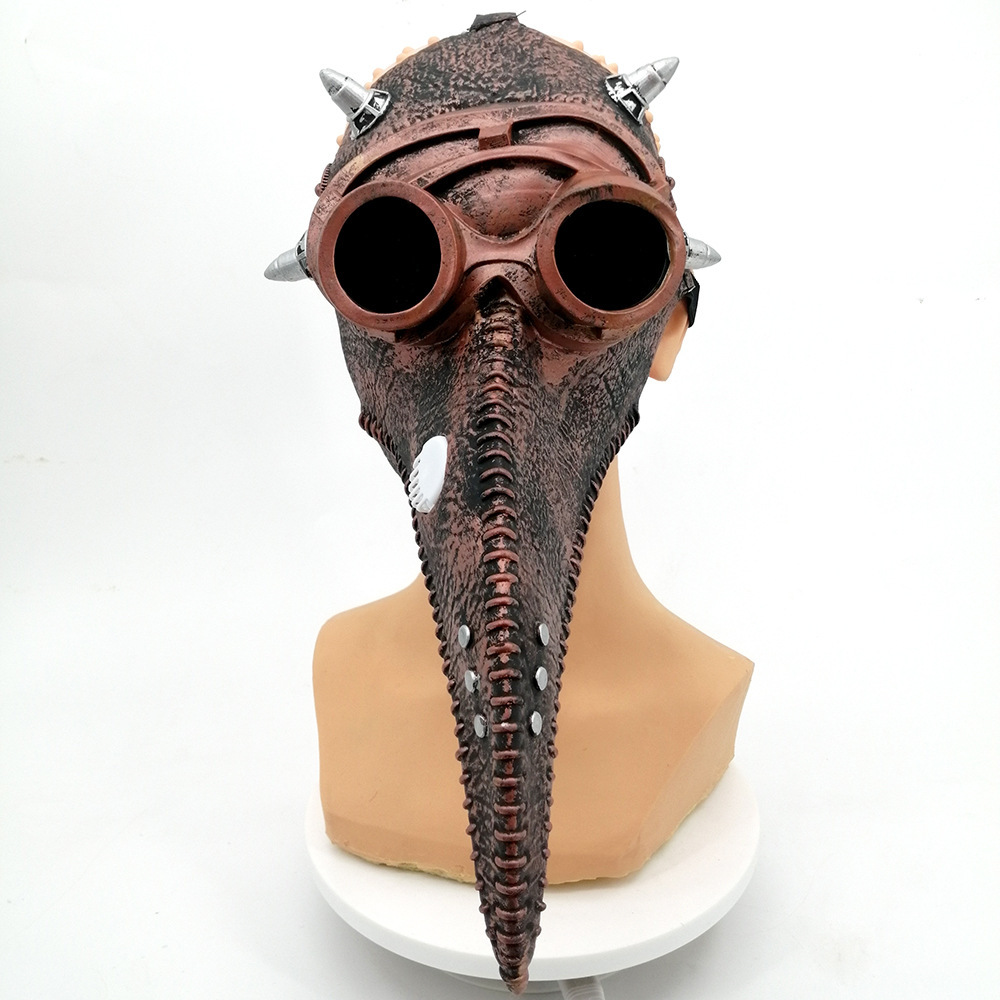 万圣节 舞会蒸汽朋克瘟疫鸟嘴头套医生乳胶面具 节日派对影视道具