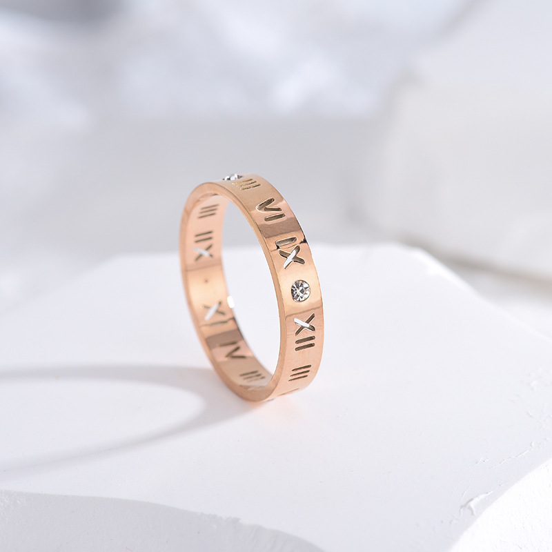 罗马钢色钛钢戒指气质韩版玫瑰金罗马数字戒指抖音潮流饰品礼物