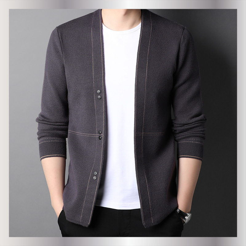 Tik Tok New Thin Men's Knitwear Cardigan Men's Slim Sweater Youth Men's Clothing Casual Knitted Jacket