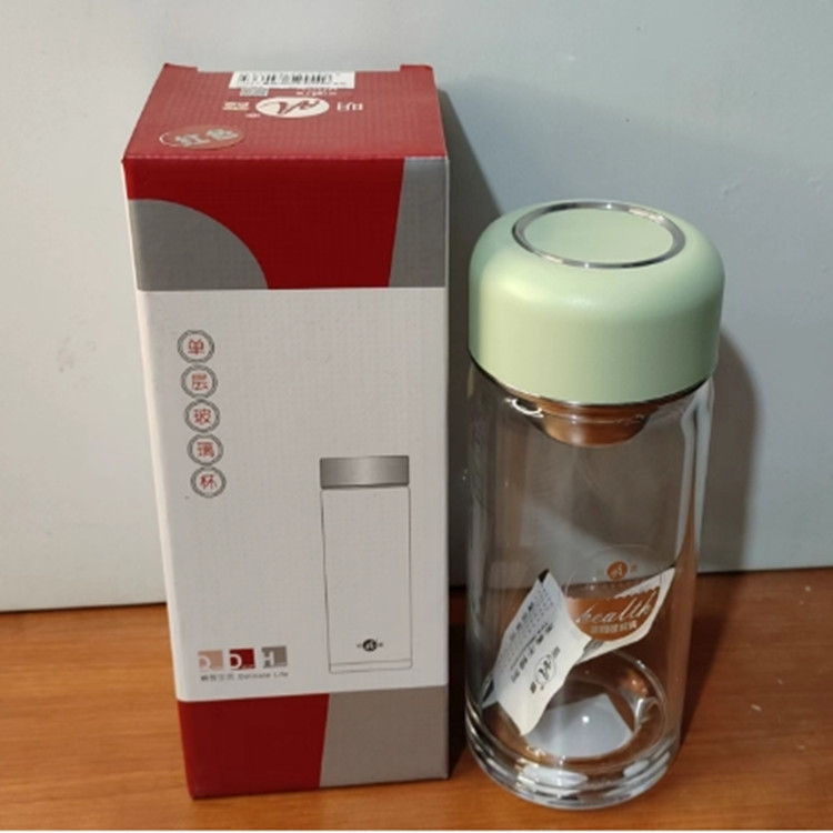 明霞单层简约冰川玻璃杯女士商务户外运动便携水杯礼品广告印字