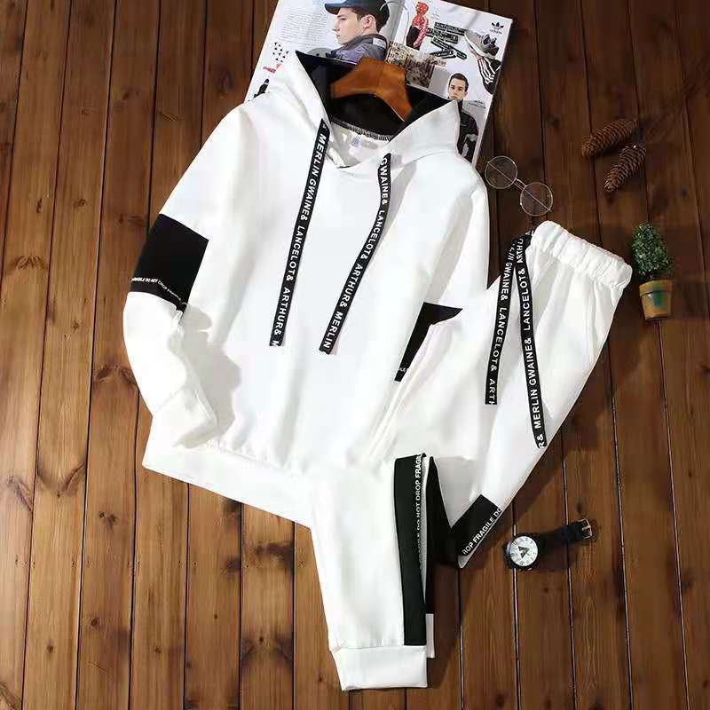 2023 Cross-Border New Arrival Men's Hooded Sports Suit Teen Trend Fashion Suit Letter Printed Sweatshirt