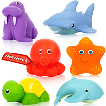 儿童玩水喷水变色动物鲨鱼捞网浴室玩具洗澡塘胶戏水捞鱼玩具批发