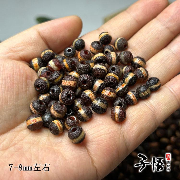 厂家一手货源风化纹老玛瑙一线药师圆珠散珠 西亚小米珠diy配饰批
