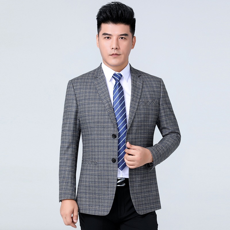 一件代发2021秋季新款中年男士羊毛西装正装西服大码休闲单西上衣