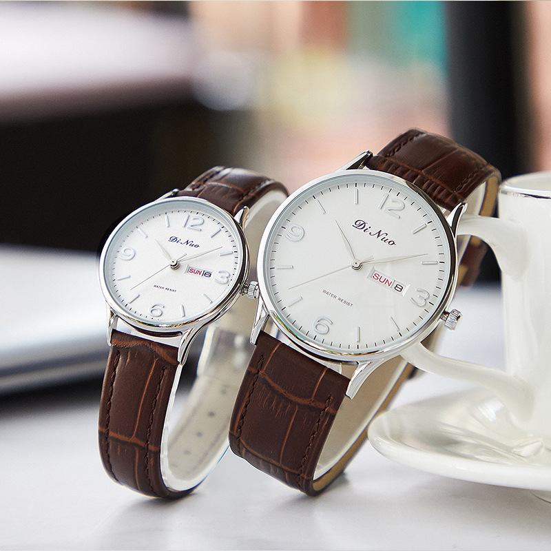 谛诺dinuo男女对表双日历纪念款时尚休闲百搭潮流学生白领5625