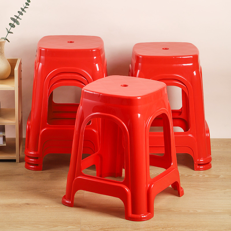 加厚塑料凳子家用高凳大排档夜市红色板凳方凳可叠放成人胶凳椅子