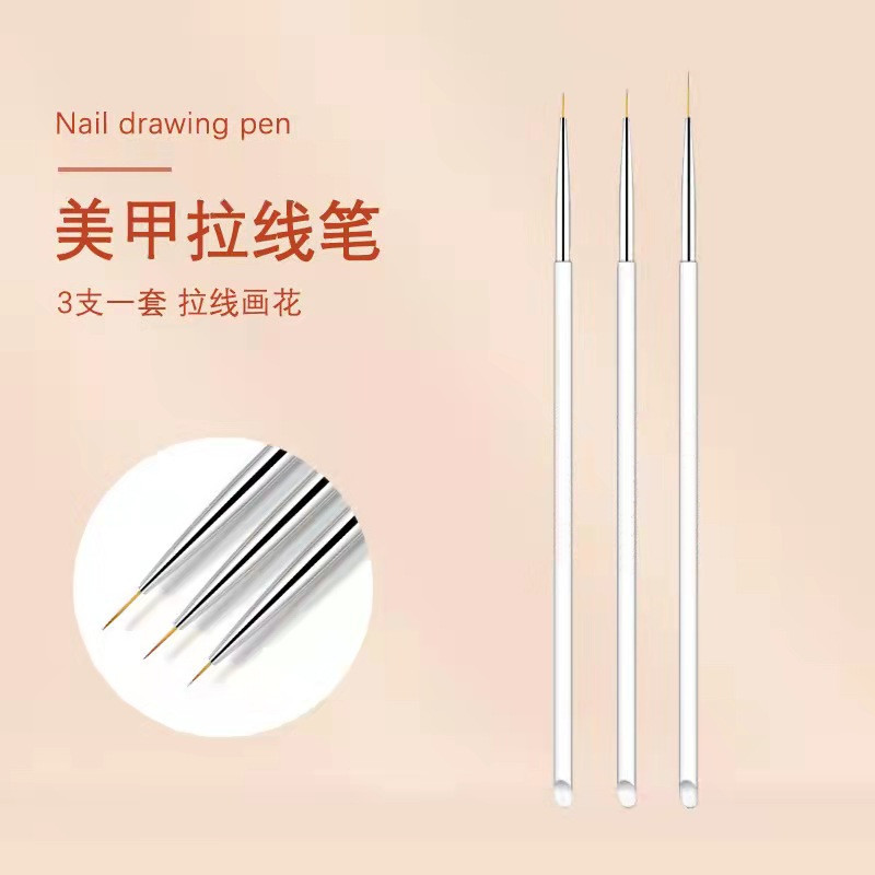 157 acrylic transparent oblique tail rod 3 pack line drawing pen color painting flower hook line pen manicure implement