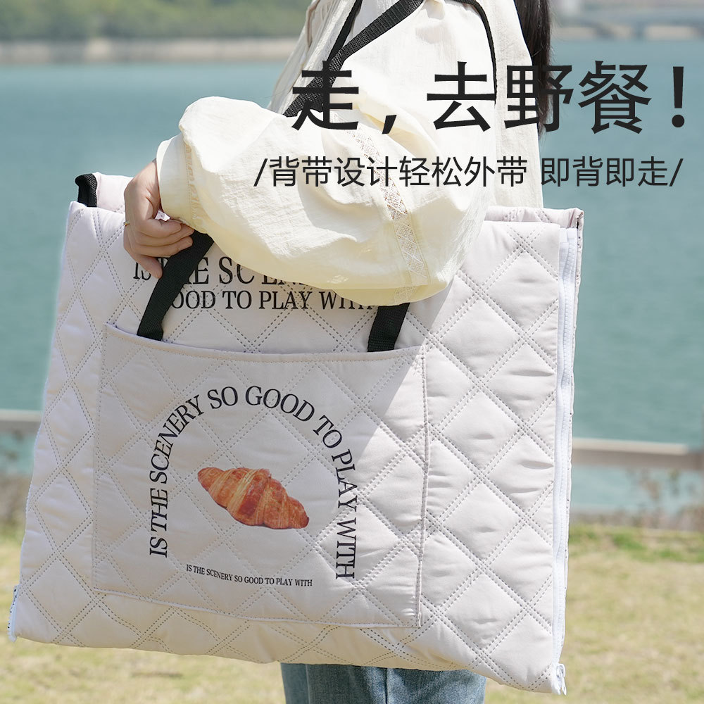 Ultrasonic Outdoor Picnic Mat Travel Camping Thick and Portable Outing Picnic Moisture Proof Pad Zipper Portable Lunch Bag