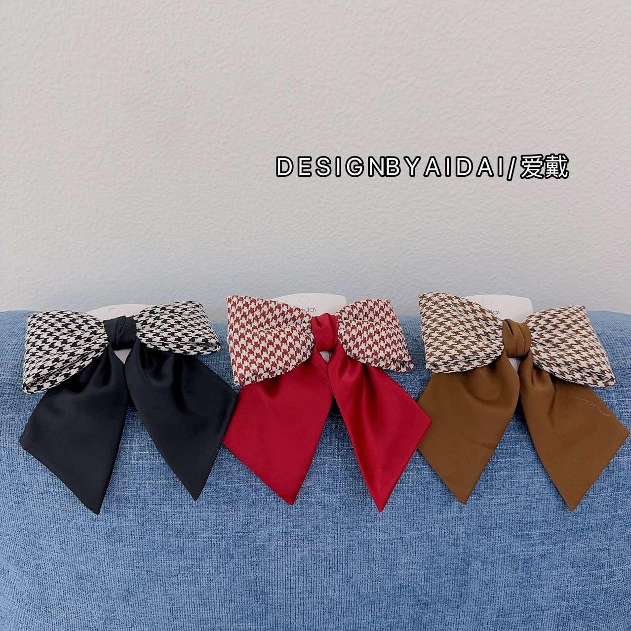 Houndstooth Double-Layer Bow Barrettes 2022 New Hair Pin Japanese and Korean Retro Simple Back Head Clip Hairware