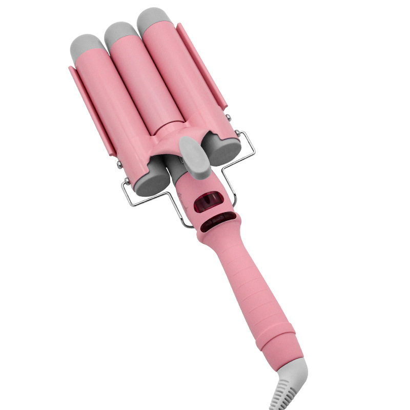 Cross-Border Hot Selling Three Tube Hair Curler Ceramic Hair Perm Wired Hair Curler Water Ripple Plywood Hair Curler Wave