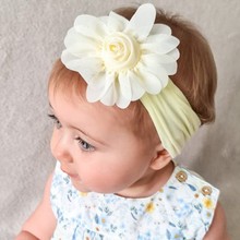 欧美秋季新款婴儿纯色花朵花苞发带 儿童尼龙弹力发带 宝宝发饰