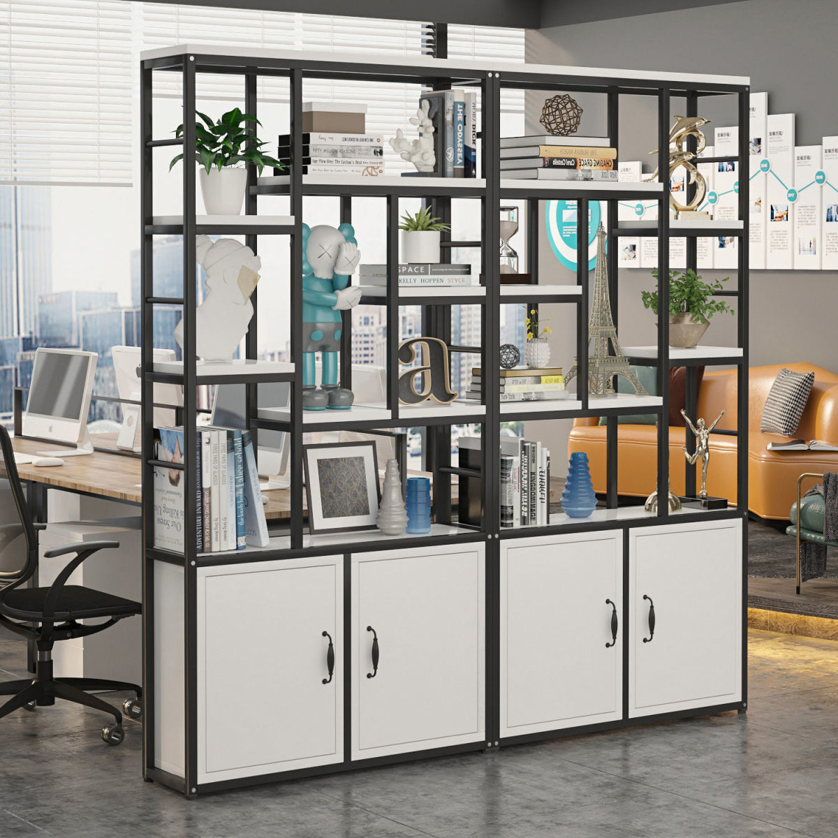 办公室隔断置物架产品展示博物架客厅玄关落地书架产品网红储物柜