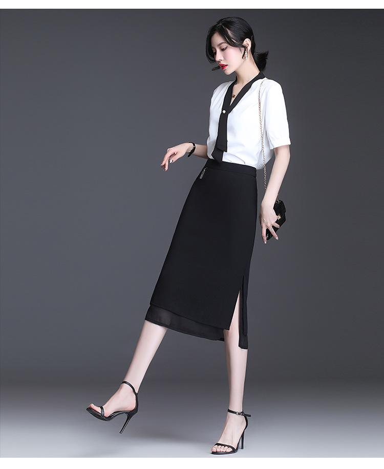 韩版半身裙女夏中长款垂感薄款2021新款侧开叉一步裙高腰包裙春款