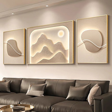 日照金山客厅装饰画轻奢高级感沙发背景墙面挂画简约大气三联壁画