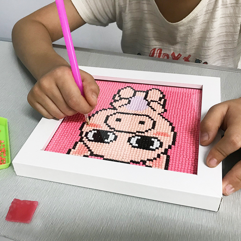 儿童钻石画满钻女孩玩具粘贴画带框小学生创意diy手工制作材料