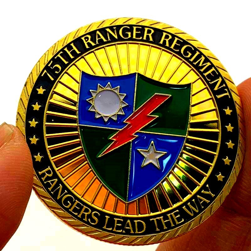 现货 美国挑战75游骑兵团镀金纪念币 收藏币把玩金币硬币纪念章