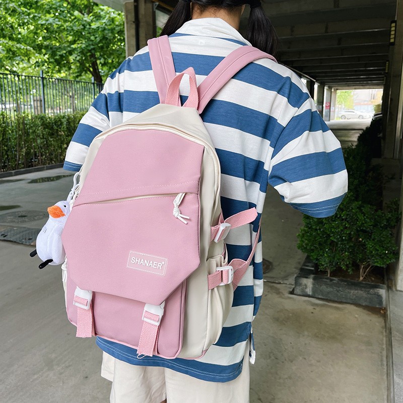 Color Matching Schoolbag Japanese College Style Men's Backpack Primary and Secondary School Chic Elegant Small Fresh Large Capacity Backpack Women