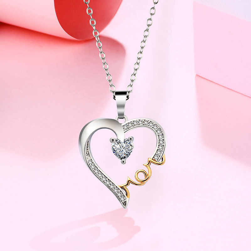母亲节项链跨境心形吊坠定制妈妈项链新款母亲节礼物欧美项链礼物