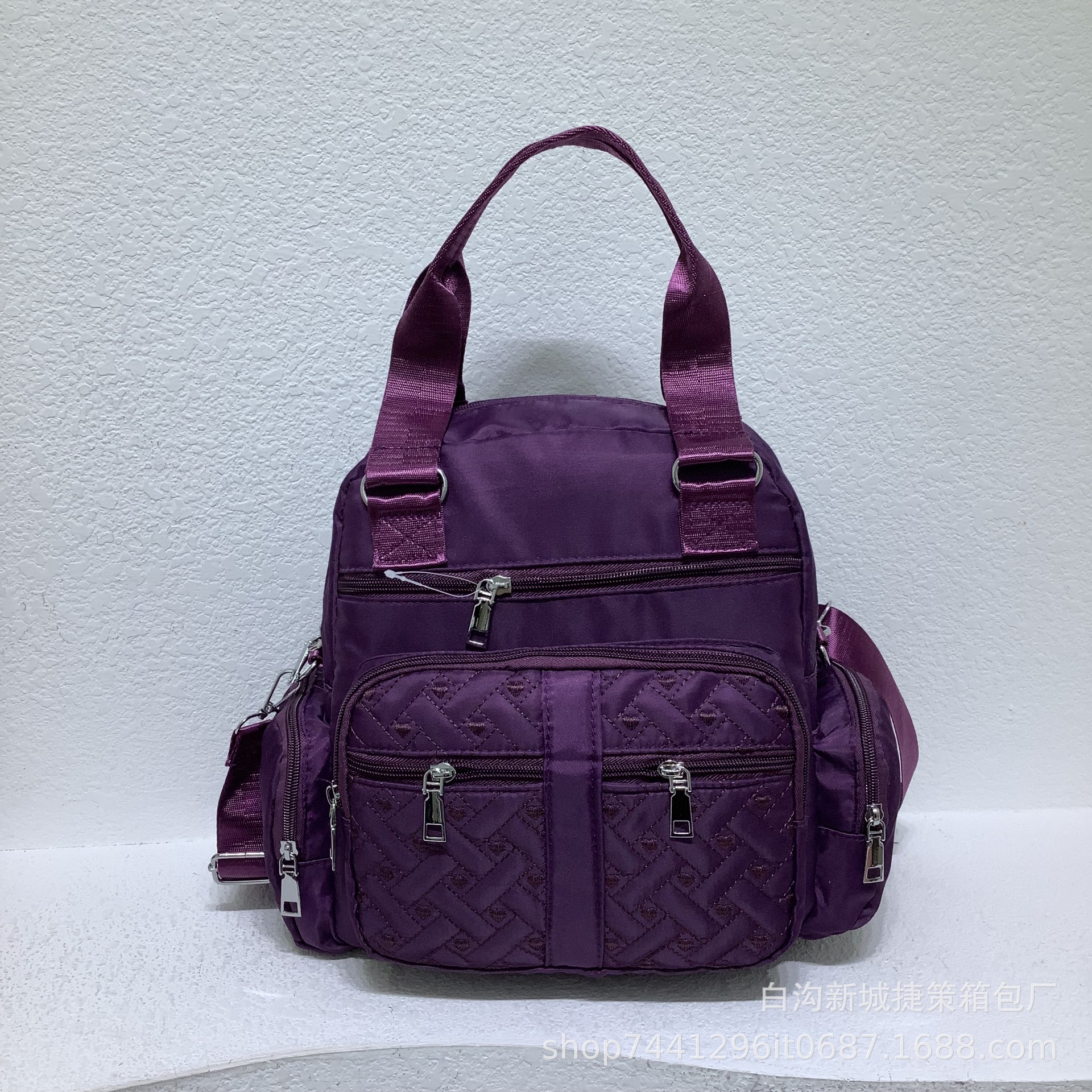 New Women's Bag Large Capacity Nylon Tote Diamond Embroidery Thread Multi-Functional Shoulder Messenger Bag Backpack