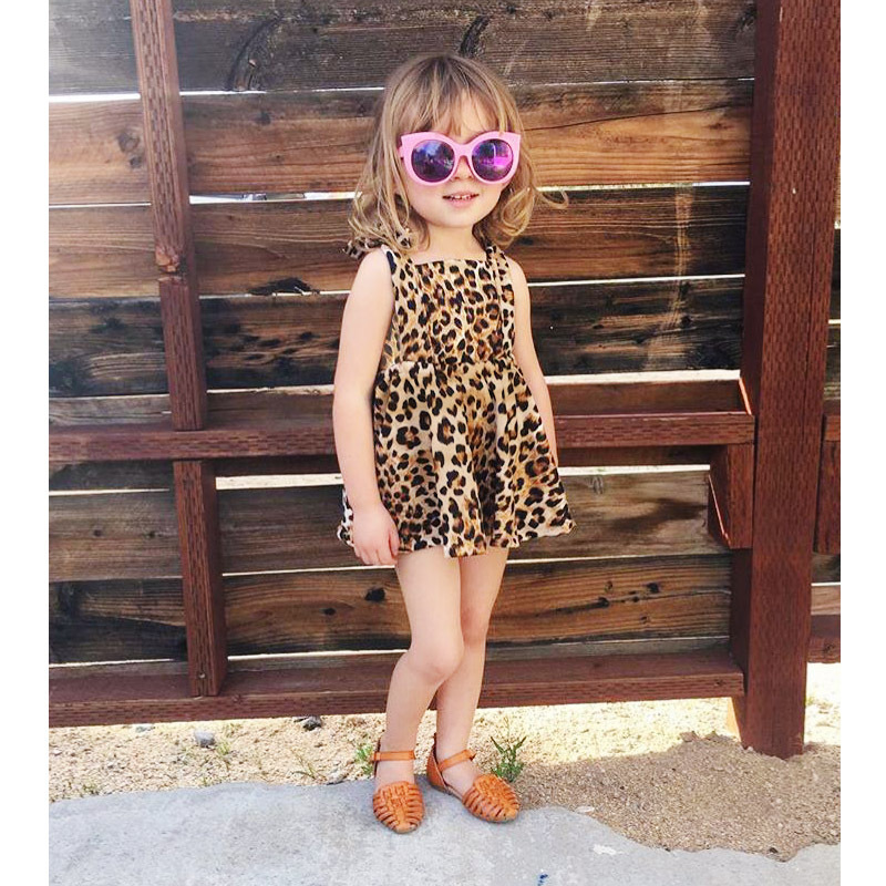 2021夏季ins欧美风女童宝宝豹纹连衣裙儿童吊带蝴蝶结裙子大摆裙
